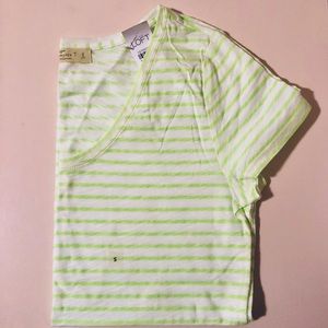 Ann Taylor LOFT Green/White Striped Tee Small NWT